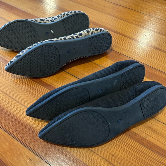 Rothy's Women's Black point + Leopard Print Flats - Picture 2 of 2